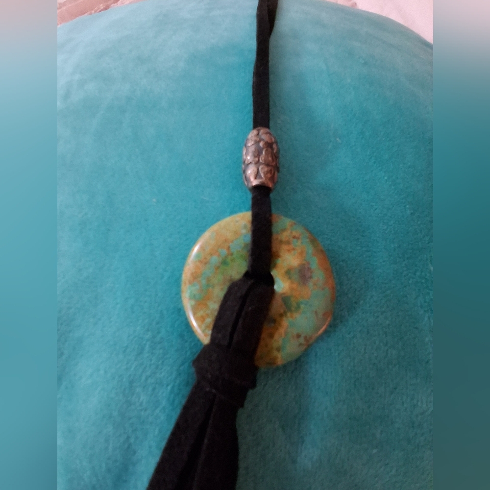 Chrysocolla 30mm Donut Pendant Necklace
